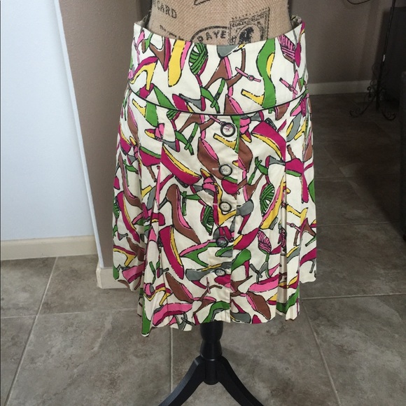 claude brown..multicolored shoe pattern skirt - Picture 3 of 8